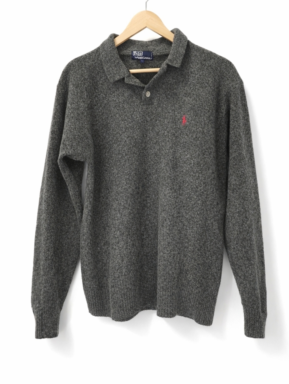 Ralph Lauren Vintage Gray Long-Sleeve Polo with Red Pony Size S/M